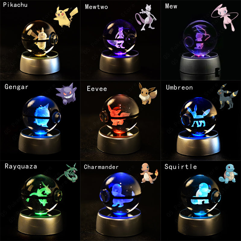 Crystal PokeBall with RGB Base and giftbox